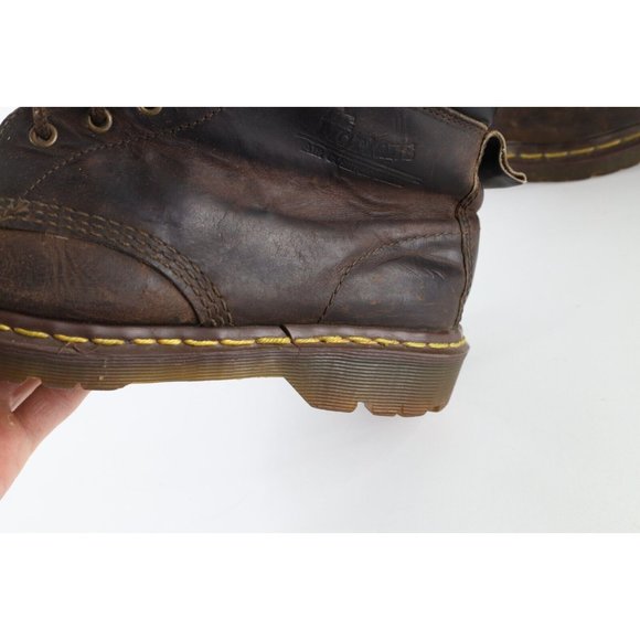 Vintage 90s Dr Martens Mens Size 9 Distressed Chunky Leather Ankle Boots Brown